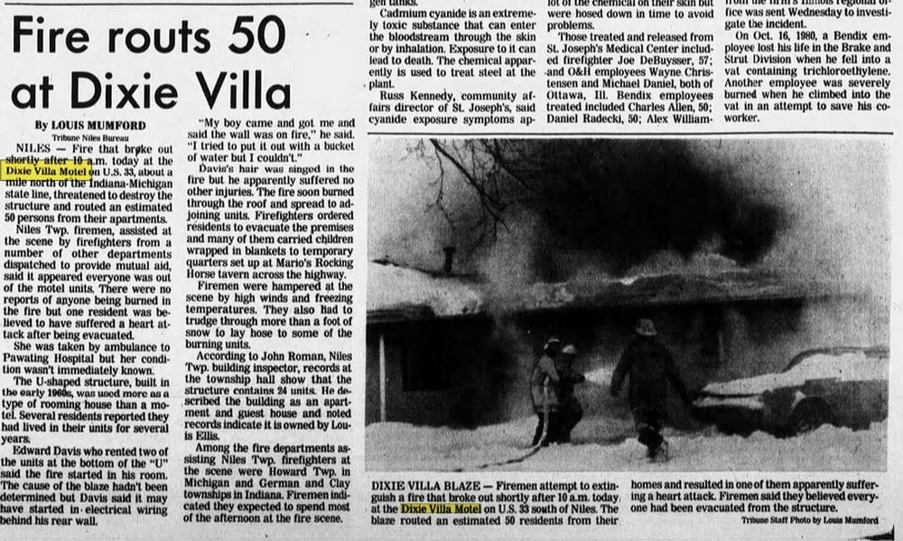 Dixie Villa Motel - Dec 1983 Destroyed By Fire